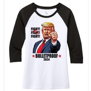 Donald Trump Shot Bulletproof Fight 2024 Election Women's Tri-Blend 3/4-Sleeve Raglan Shirt