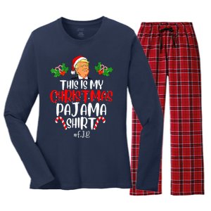 Donald Trump Santa This Is My Christmas Pajama Women's Long Sleeve Flannel Pajama Set 