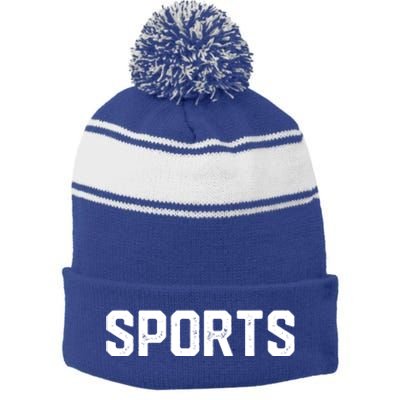 Design That Says Sports For Fans Gift Stripe Pom Pom Beanie