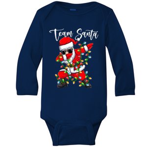 Dabbing Team Santa Claus Christmas Tree Lights Dab Xmas Gift Baby Long Sleeve Bodysuit