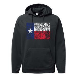 Distressed Texas State Flag Houston Austin Tx El Paso Performance Fleece Hoodie