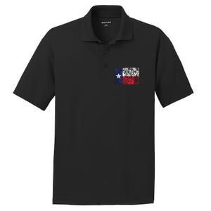 Distressed Texas State Flag Houston Austin Tx El Paso PosiCharge RacerMesh Polo