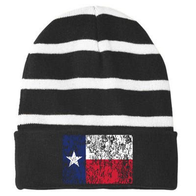 Distressed Texas State Flag Houston Austin Tx El Paso Striped Beanie with Solid Band