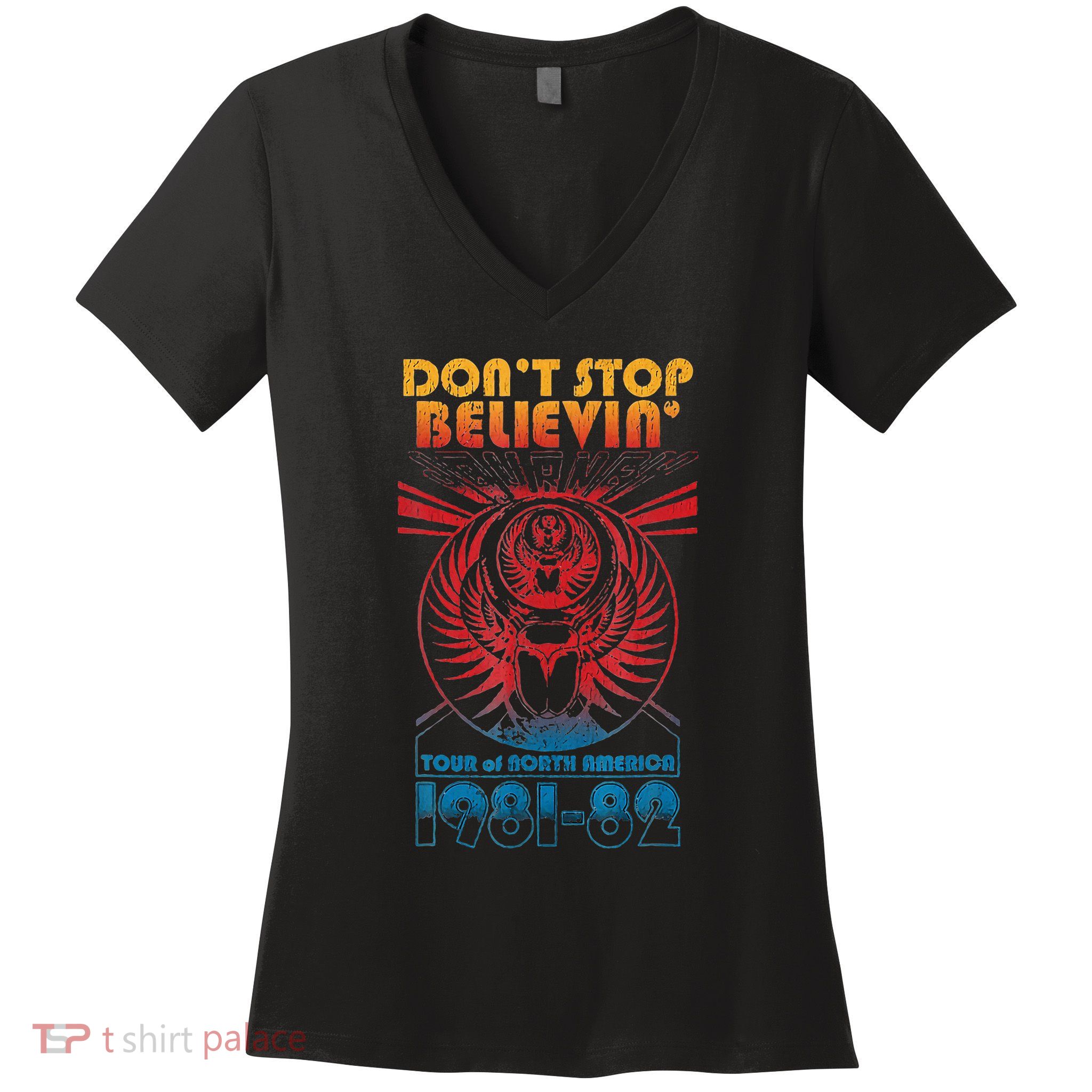 Don t StopBelievenVintage 1981 1982 Women's V-Neck T-Shirt
