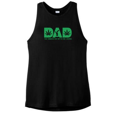 Dad The Smoker The Myth The Legend Smoke Marijuana Ladies PosiCharge Tri-Blend Wicking Tank