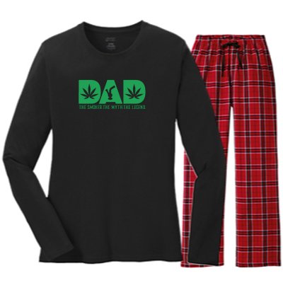 Dad The Smoker The Myth The Legend Smoke Marijuana Women's Long Sleeve Flannel Pajama Set 