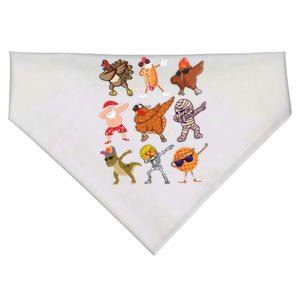 Dabbing Turkey Santa Pilgrim Thanksgiving Funny Dab Gift USA-Made Doggie Bandana