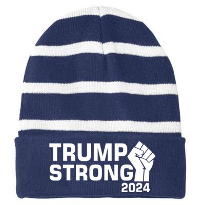 Donald Trump Strong 2024 Striped Beanie with Solid Band