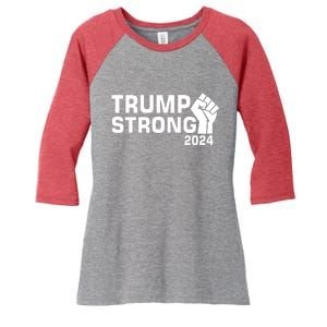 Donald Trump Strong 2024 Women's Tri-Blend 3/4-Sleeve Raglan Shirt