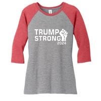 Donald Trump Strong 2024 Women's Tri-Blend 3/4-Sleeve Raglan Shirt