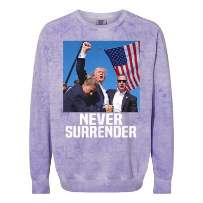 Donald Trump Shot Never Surrender 2024 Colorblast Crewneck Sweatshirt