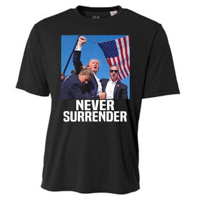 Donald Trump Shot Never Surrender 2024 Cooling Performance Crew T-Shirt