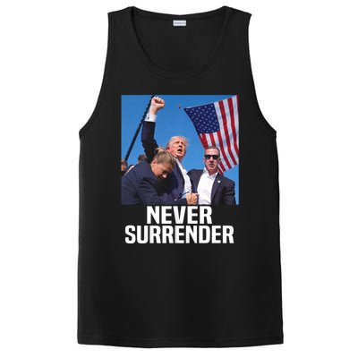 Donald Trump Shot Never Surrender 2024 PosiCharge Competitor Tank