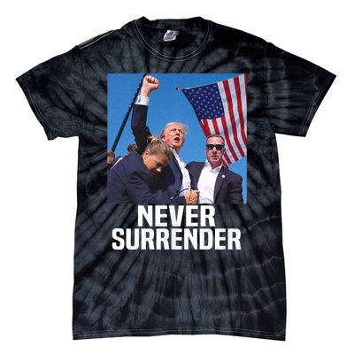 Donald Trump Shot Never Surrender 2024 Tie-Dye T-Shirt