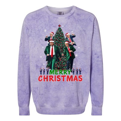 Dancing Trump Santa Merry Xmas Make Christmas Great Again Colorblast Crewneck Sweatshirt