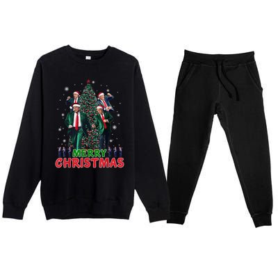 Dancing Trump Santa Merry Xmas Make Christmas Great Again Premium Crewneck Sweatsuit Set