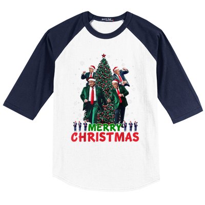 Dancing Trump Santa Merry Xmas Make Christmas Great Again Baseball Sleeve Shirt