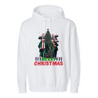 Dancing Trump Santa Merry Xmas Make Christmas Great Again Garment-Dyed Fleece Hoodie