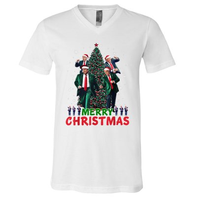 Dancing Trump Santa Merry Xmas Make Christmas Great Again V-Neck T-Shirt