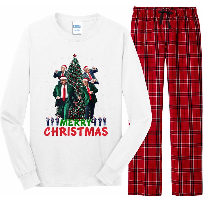 Dancing Trump Santa Merry Xmas Make Christmas Great Again Long Sleeve Pajama Set