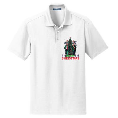 Dancing Trump Santa Merry Xmas Make Christmas Great Again Dry Zone Grid Polo