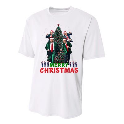 Dancing Trump Santa Merry Xmas Make Christmas Great Again Performance Sprint T-Shirt