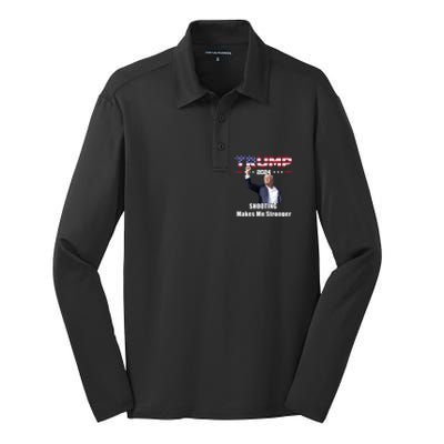 Donald Trump Shooting Makes Me Stronger Silk Touch Performance Long Sleeve Polo