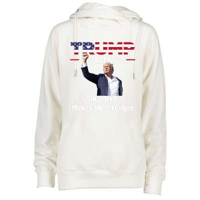 Donald Trump Shooting Makes Me Stronger Womens Funnel Neck Pullover Hood