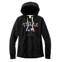 Distressed Texas State Flag Map Women's Fleece Hoodie