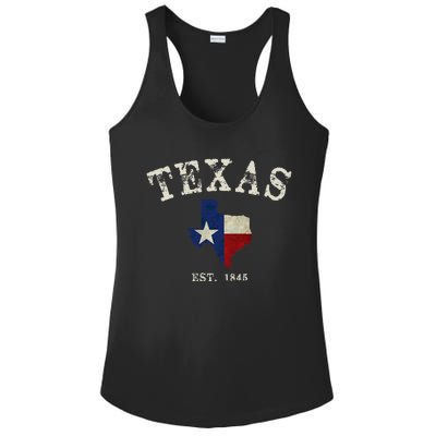 Distressed Texas State Flag Map Ladies PosiCharge Competitor Racerback Tank