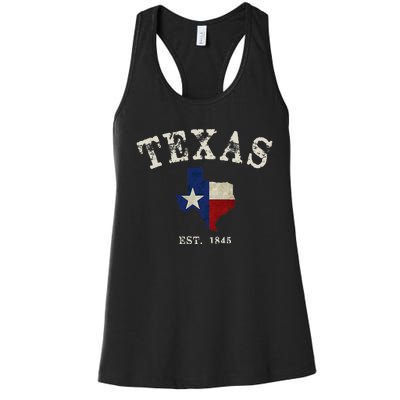 Distressed Texas State Flag Map Women's Racerback Tank