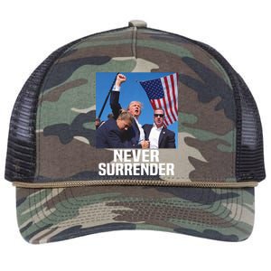 Donald Trump Shot Never Surrender 2024 Retro Rope Trucker Hat Cap