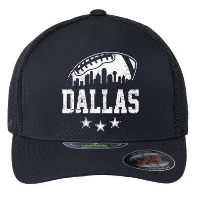 Dallas Texas Skyline Pride Vintage Dallas City Football Fan Flexfit Unipanel Trucker Cap
