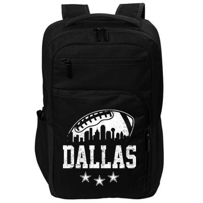 Dallas Texas Skyline Pride Vintage Dallas City Football Fan Impact Tech Backpack