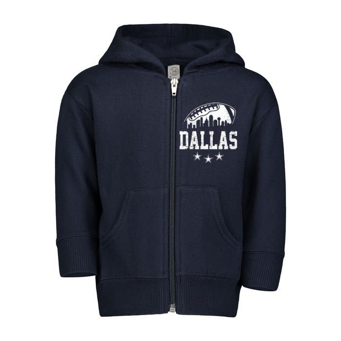 Dallas Texas Skyline Pride Vintage Dallas City Football Fan Toddler Zip Fleece Hoodie