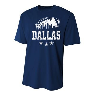 Dallas Texas Skyline Pride Vintage Dallas City Football Fan Youth Performance Sprint T-Shirt