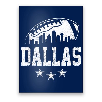 Dallas Texas Skyline Pride Vintage Dallas City Football Fan Poster