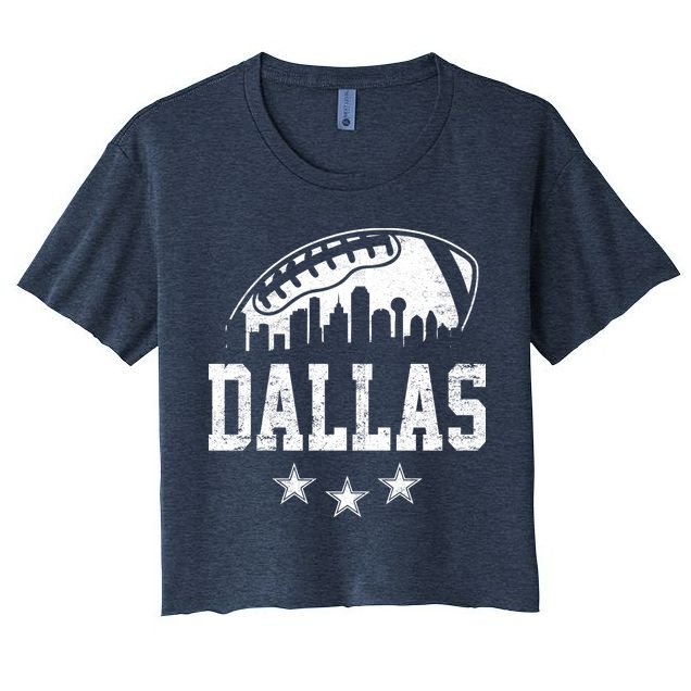 Dallas Texas Skyline Pride Vintage Dallas City Football Fan Crop Top