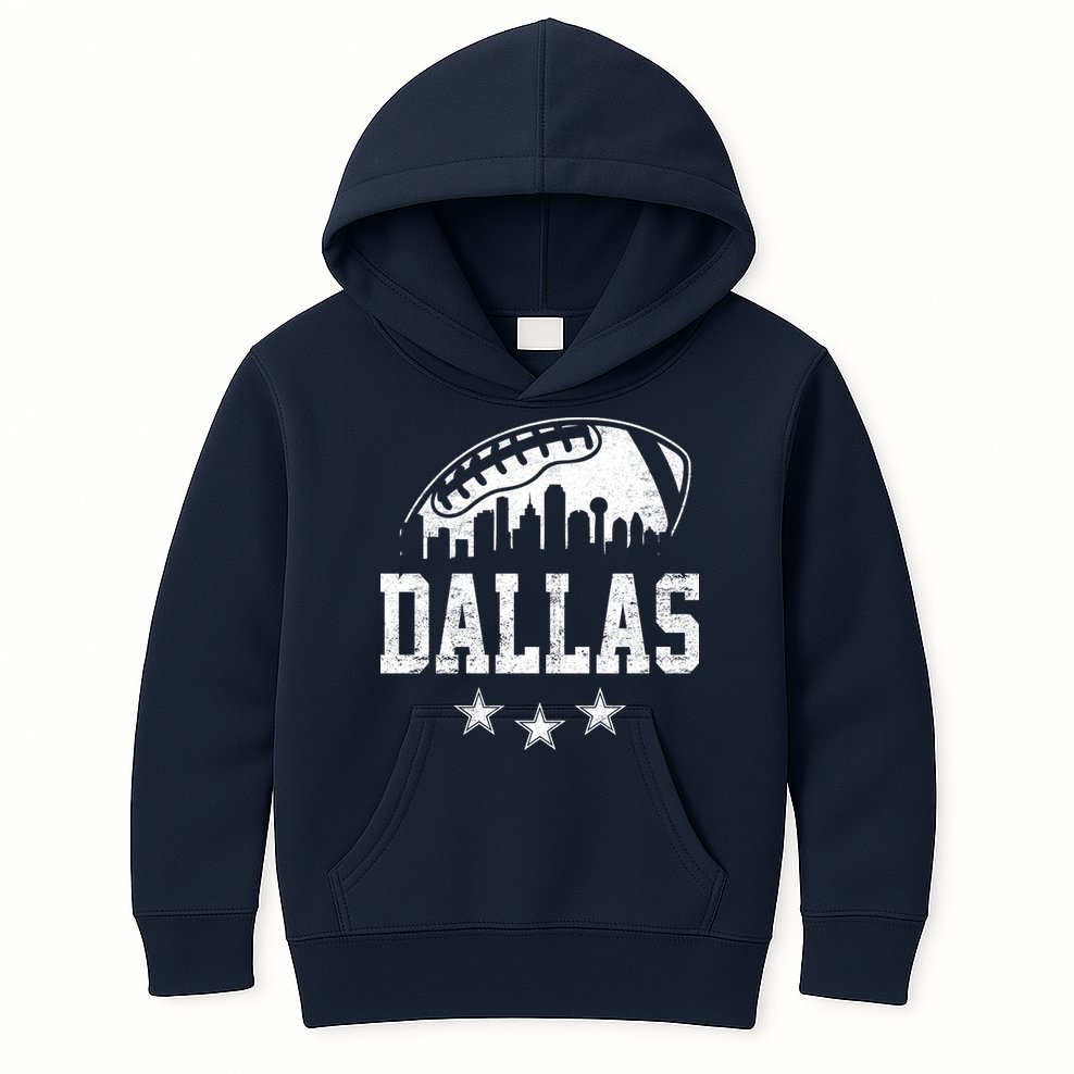 Dallas Texas Skyline Pride Vintage Dallas City Football Fan Kids Hoodie