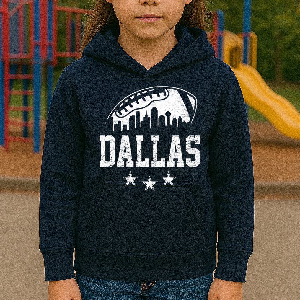 Dallas Texas Skyline Pride Vintage Dallas City Football Fan Kids Hoodie