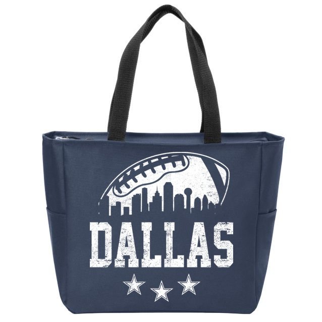 Dallas Texas Skyline Pride Vintage Dallas City Football Fan Zip Tote Bag