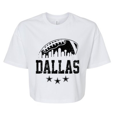 Dallas Texas Skyline Pride Vintage Dallas City Football Fan Bella+Canvas Jersey Crop Tee