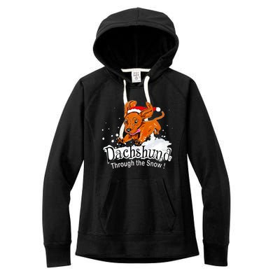 Dachshund Through Snow Funny Dachshund Christmas Gift Women's Fleece Hoodie