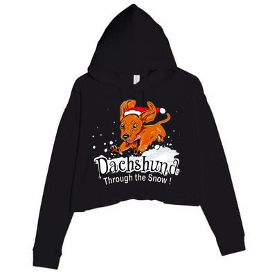 Dachshund Through Snow Funny Dachshund Christmas Gift Crop Fleece Hoodie