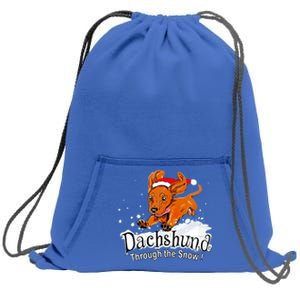 Dachshund Through Snow Funny Dachshund Christmas Gift Sweatshirt Cinch Pack Bag