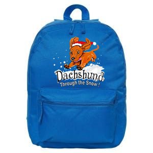 Dachshund Through Snow Funny Dachshund Christmas Gift 16 in Basic Backpack