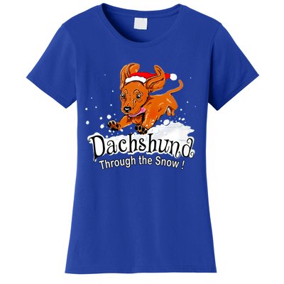 Dachshund Through Snow Funny Dachshund Christmas Gift Women's T-Shirt