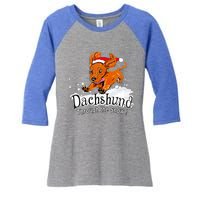 Dachshund Through Snow Funny Dachshund Christmas Gift Women's Tri-Blend 3/4-Sleeve Raglan Shirt