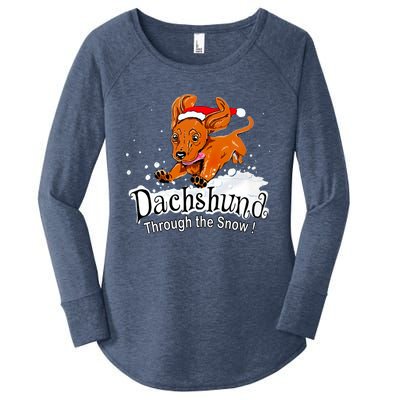 Dachshund Through Snow Funny Dachshund Christmas Gift Women's Perfect Tri Tunic Long Sleeve Shirt