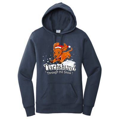 Dachshund Through Snow Funny Dachshund Christmas Gift Women's Pullover Hoodie